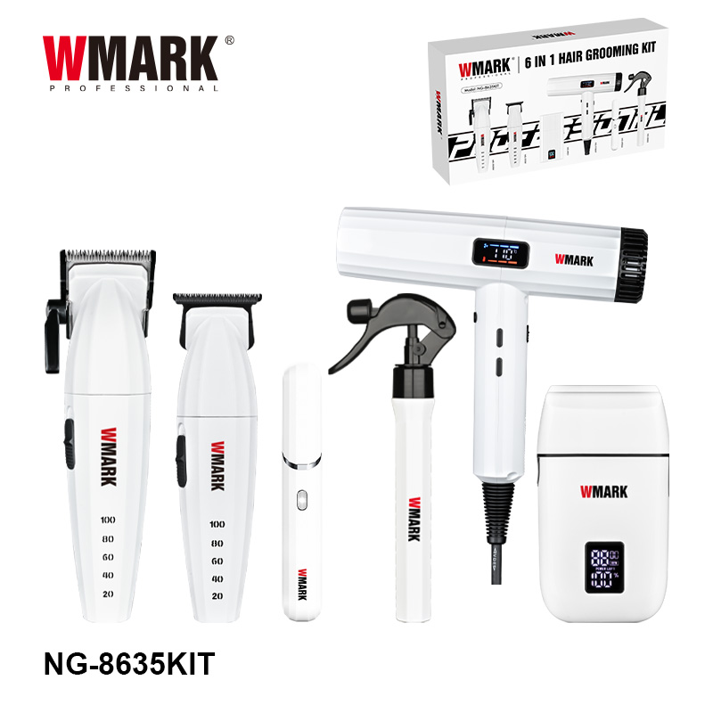 WMARK NG-8635KIT Professional 6 in 1 Hair Clipper Trimmer Dryer Shaver Spray Bottle Hair Grooming Kit