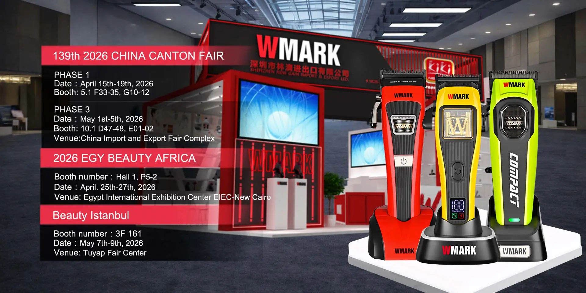 Welcome to WMARK's booth in 139th Canton Fair, EGY Beauty Africa, Beauty Istanbul