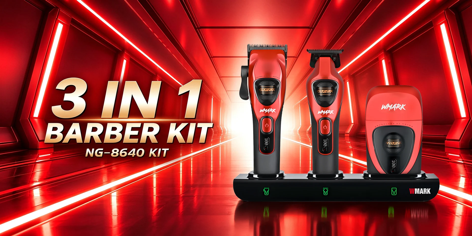 WMARK Outer Rotor 3 in 1 Barber Kit Hair Clipper NG-8640 KIT